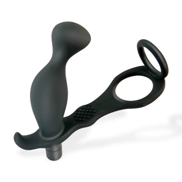 Larimar Vibrating Anal Plug with Penis and Testicles Ring - immagine 2