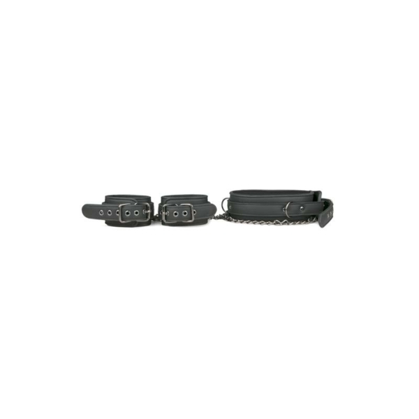 Ligature Set Collar with Handcuffs Black - immagine 3