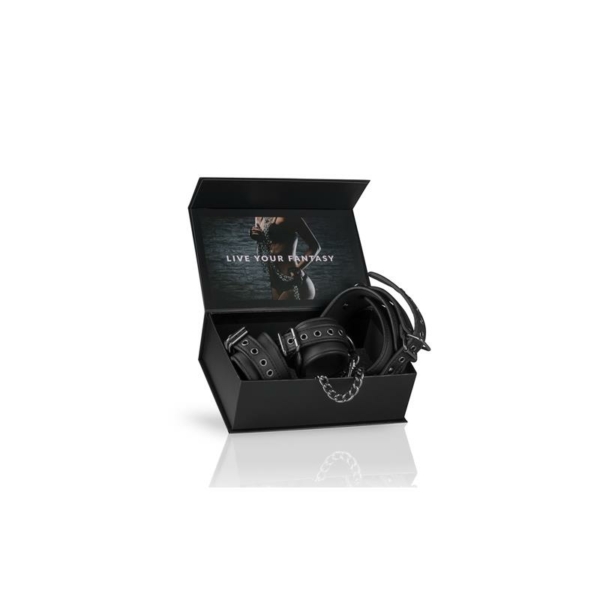 Ligature Set Collar with Handcuffs Black - immagine 6