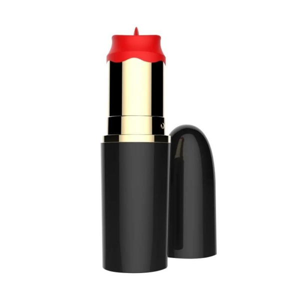 Lipstick Vibrator with Stimulating Tongue USB Black - immagine 2