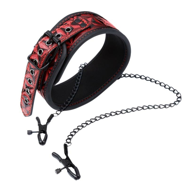 llar with Nipple Clamps Diamond Vegan Leather - immagine 2