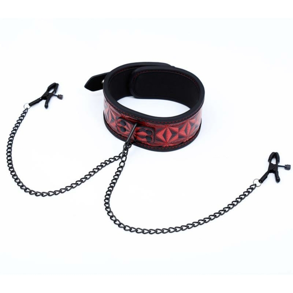 llar with Nipple Clamps Diamond Vegan Leather - immagine 3