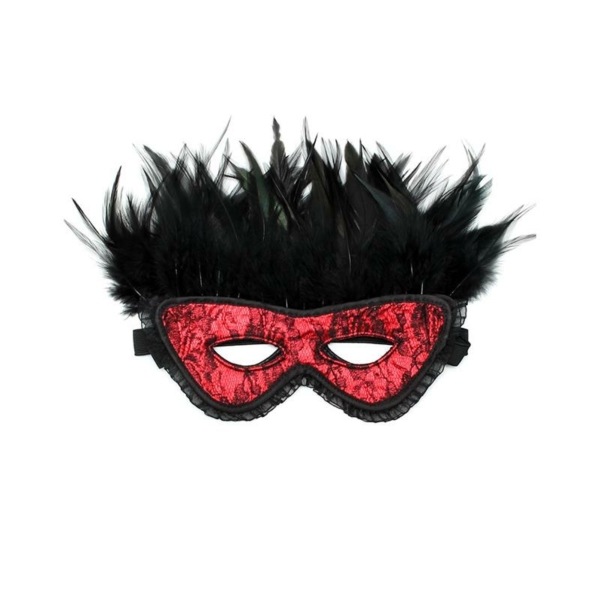 Luxury Mask with Feathers Red - immagine 2
