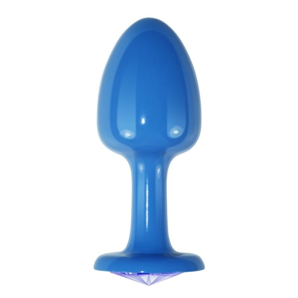 Metal Butt Plug Blue Rosebud with Blue Jewel - immagine 2