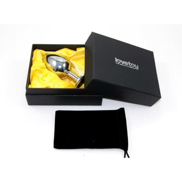 Metal Butt Plug RoseBud Classic with Black Jewel Size L - immagine 2