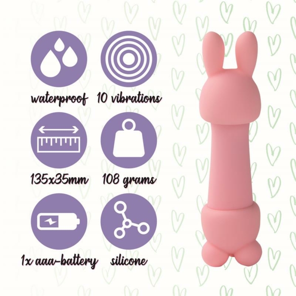 Mister Bunny Massage Vibe with 2 Silicone Caps Pink - immagine 2