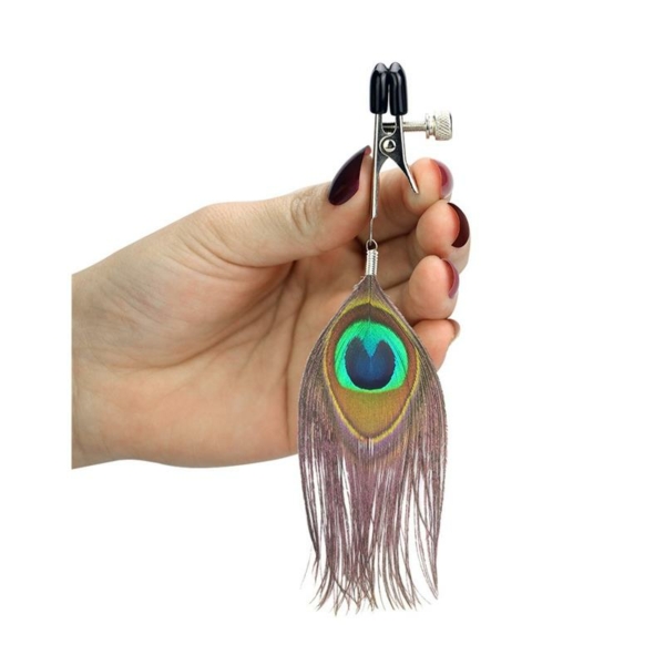 Nipple Clamps with Peacock Feather - immagine 2