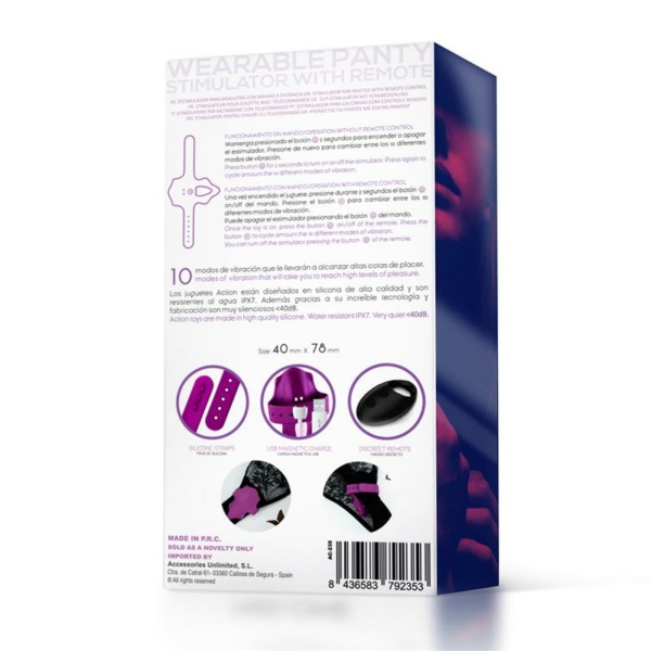 No. Seventeen Panty Stimulator Remote Control Magnetic USB Purple - immagine 3
