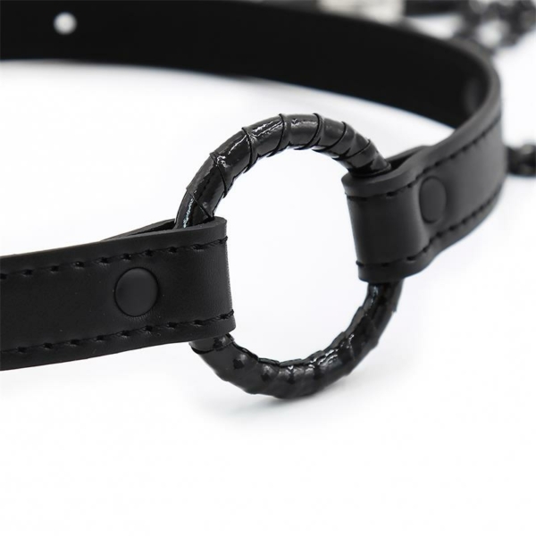O Ring Gag and Nipple Clamps Vegan Leather - immagine 4