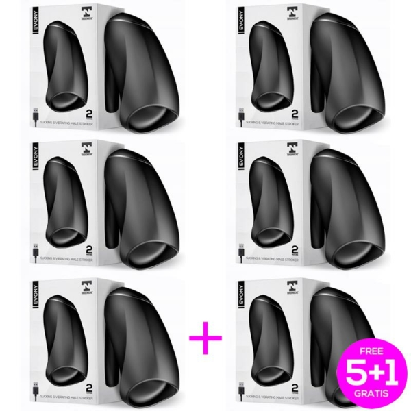 Pack 5+1 Evony ORAL SEX MALE MASTURBATOR SUCTION AND VIBRATION 2 MOTORS USB SILICONE