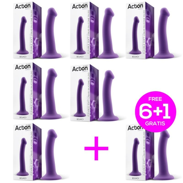 Pack 6+1 Bouncy Dildo Liquid Silicone Flexible 6.5-16.5 cm