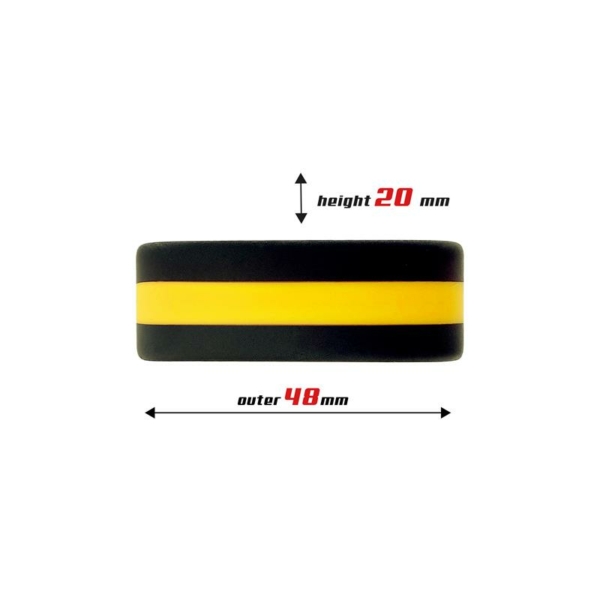 Penis Ring 100% Solid Silicone 3.6 cm Yellow and Black - immagine 3