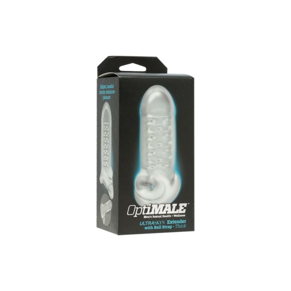 Penis Sleeve with Testicles Strap Clear Thick - immagine 6