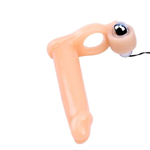 Penis Sleeve with Vibration 15.5 cm Flesh - immagine 5