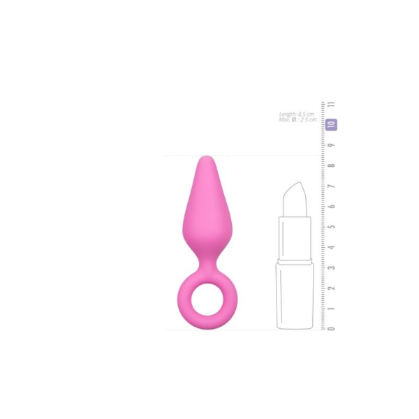 Pink Buttplugs With Pull Ring - Small - immagine 4
