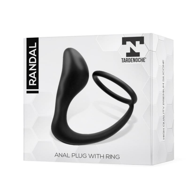 Randal Butt Plug with Penis Ring Silicone Black - immagine 2