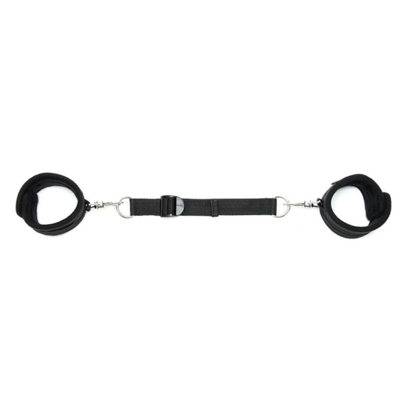 Rimba Bondage Play Ankle Cuffs with Adjustable Spreader Strap Adjustable Black - immagine 2