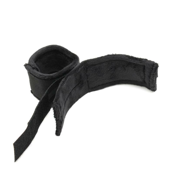 Rimba Bondage Play Hand Cuffs with Mask Adjustable Black - immagine 4