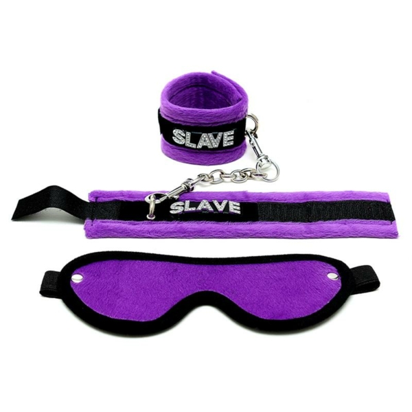 Rimba Bondage Play Handcuffs and Eyemask Purple - immagine 2