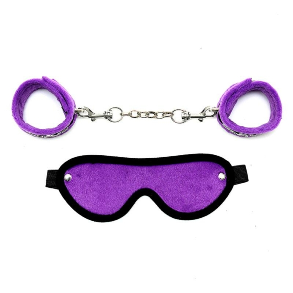 Rimba Bondage Play Handcuffs and Eyemask Purple - immagine 3