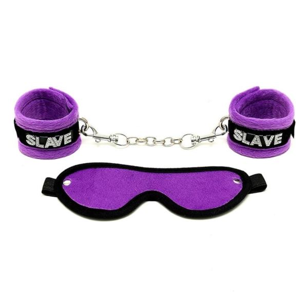 Rimba Bondage Play Handcuffs and Eyemask Purple - immagine 7