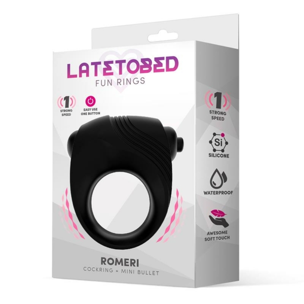 Romeri Ring + Vibrating Bullet Silicone Black - immagine 2