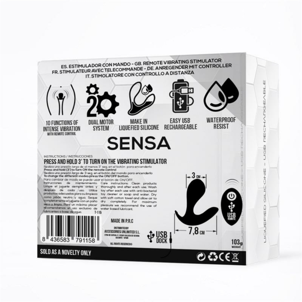 Sensa Stimulator Remote Control USB Liquid Silicone Black - immagine 3