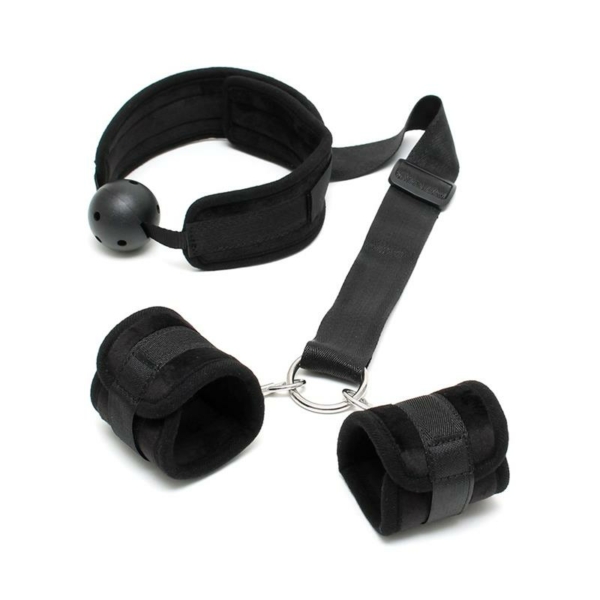 Set Mouthgag with Cuffs Black - immagine 2