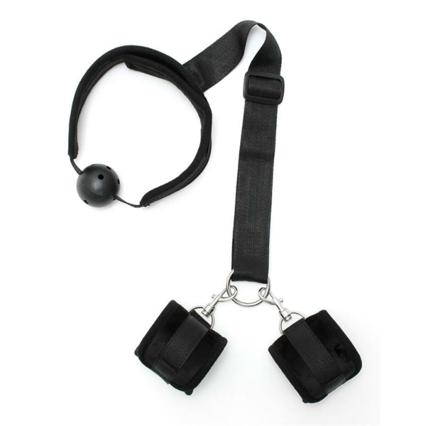 Set Mouthgag with Cuffs Black - immagine 3