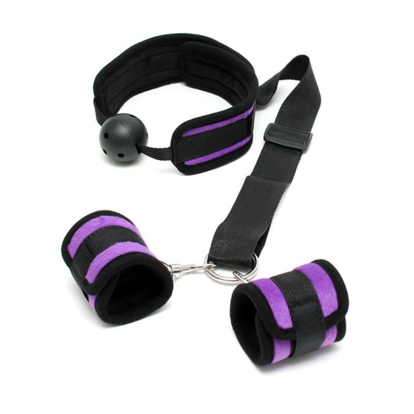 Set Mouthgag with Cuffs Purple - immagine 2