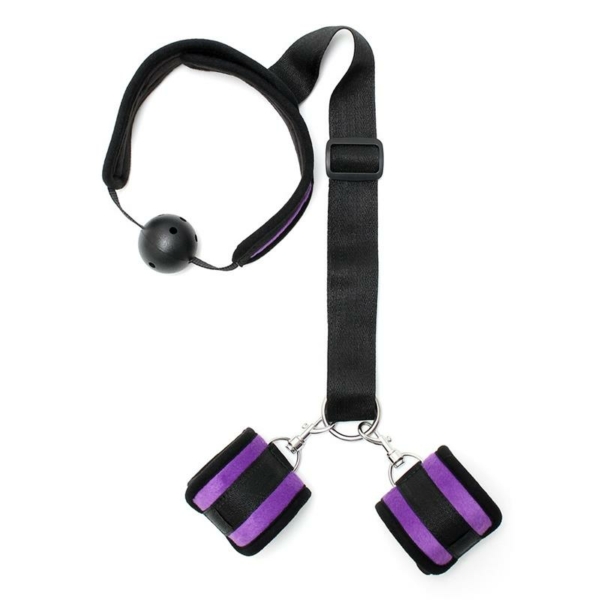 Set Mouthgag with Cuffs Purple - immagine 3