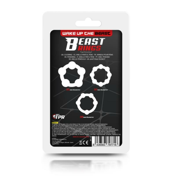 Set of 3 Cock Ring Beaded Flexible Black - immagine 3