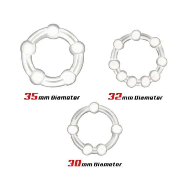 Set of 3 Penis Ring Beaded Flexibles Clear - immagine 2