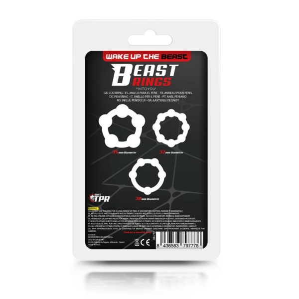 Set of 3 Penis Ring Beaded Flexibles Clear - immagine 3