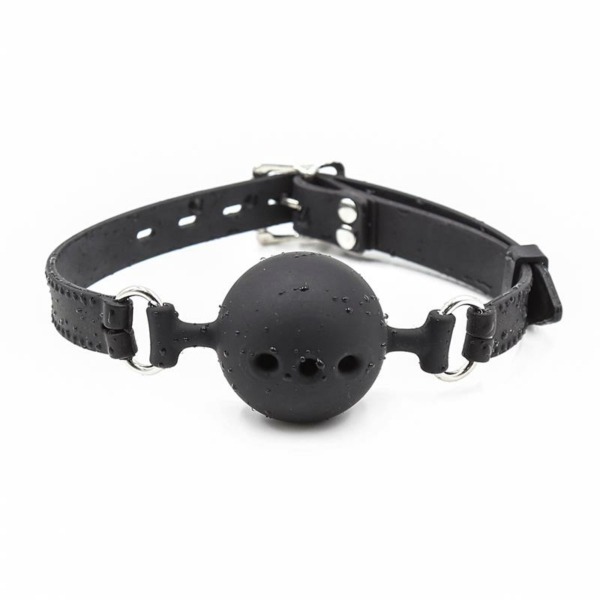 Silicone Breathable Ball Gag Adjustable 4 cm Size S Black - immagine 2