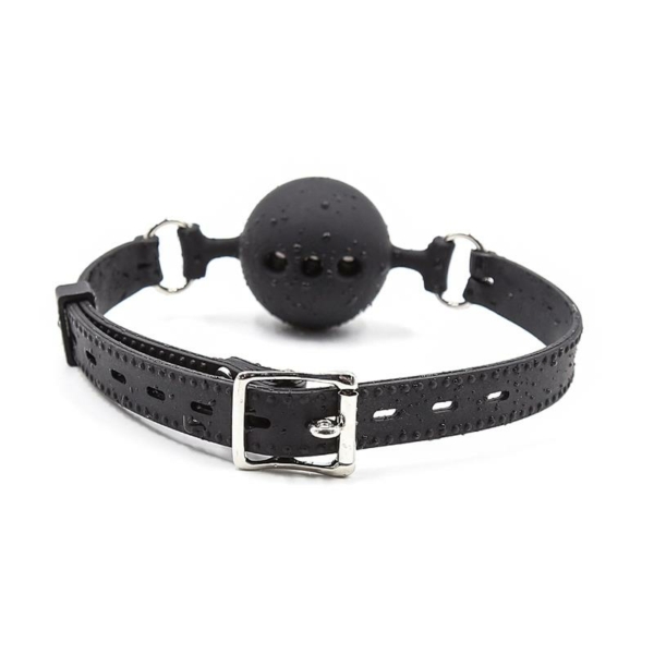 Silicone Breathable Ball Gag Adjustable 4 cm Size S Black - immagine 3