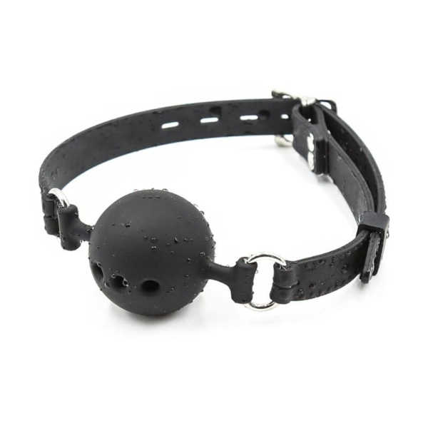 Silicone Breathable Ball Gag Adjustable 4 cm Size S Black - immagine 4