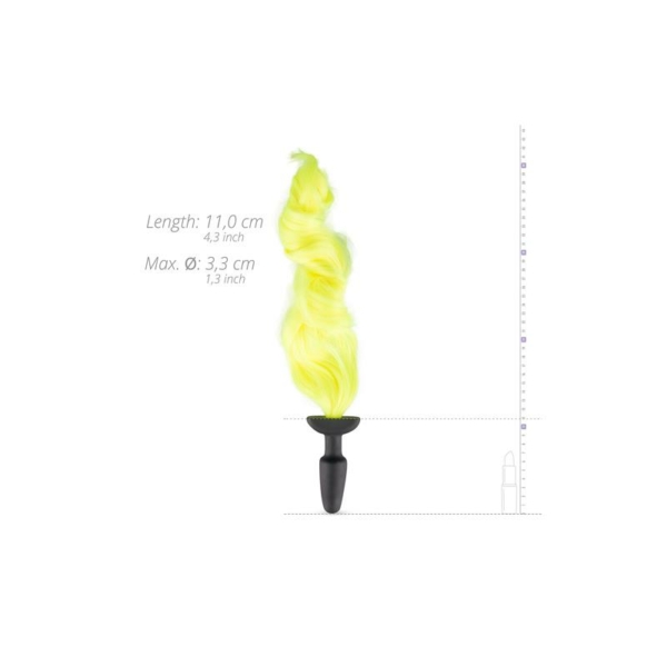 Silicone Butt Plug With Tail - Yellow - immagine 3