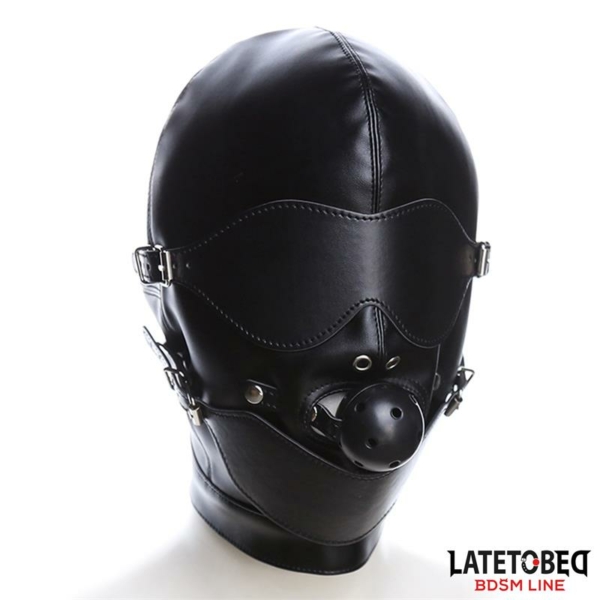 Slave Hood with Eye mask Breathable Gag Ball and Mouth Adjustable - immagine 3