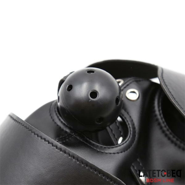 Slave Hood with Eye mask Breathable Gag Ball and Mouth Adjustable - immagine 4