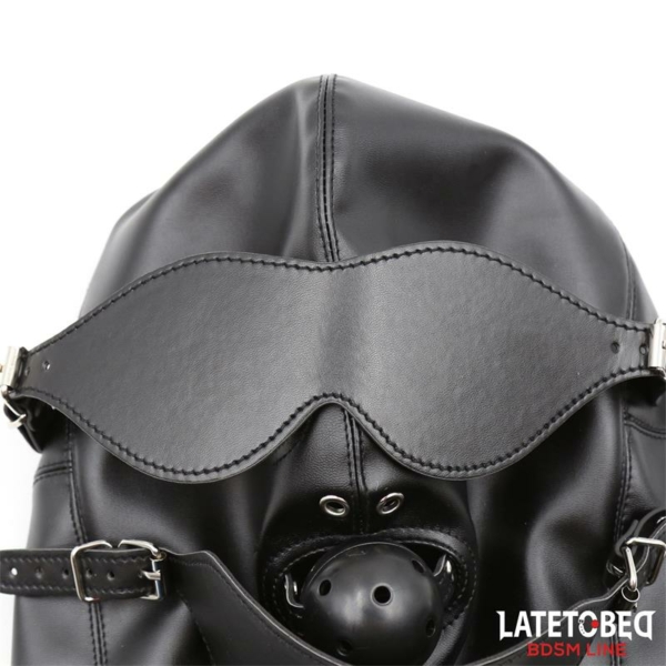 Slave Hood with Eye mask Breathable Gag Ball and Mouth Adjustable - immagine 5