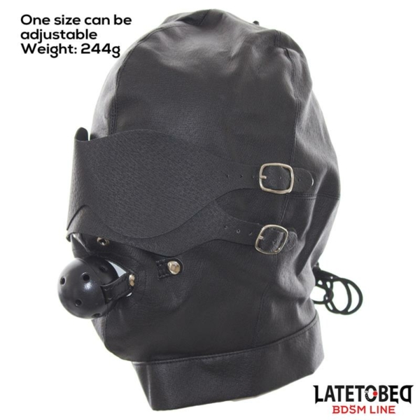 Slave Hood with Eye mask Breathable Gag Ball and Mouth Adjustable - immagine 8