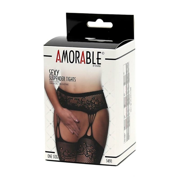 Suspender Tights Black One Size - immagine 3