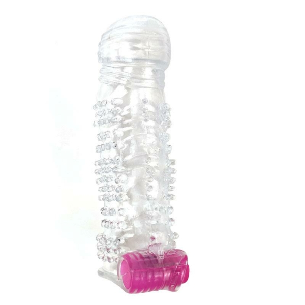 Textured Penis Sleeve with Vibration Clear - immagine 2