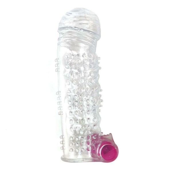 Textured Penis Sleeve with Vibration Clear - immagine 3