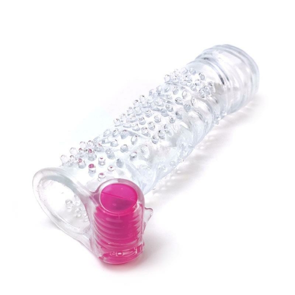 Textured Penis Sleeve with Vibration Clear - immagine 5