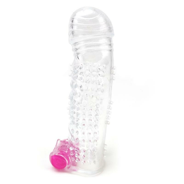 Textured Penis Sleeve with Vibration Clear - immagine 6