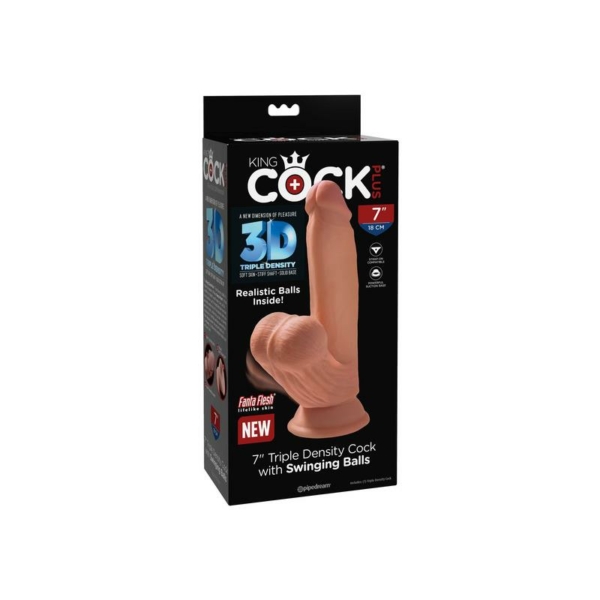 Triple Density Dildo with Swinging Balls 7 Caramel - immagine 5