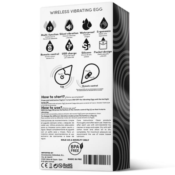 Vibrating Egg Remote Control USB Silicone Black - immagine 6