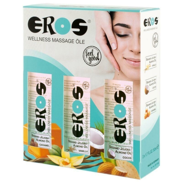 Wellness Massage 3 x 50 ml Massage Oils Set Vanilla, Coco and Caramel